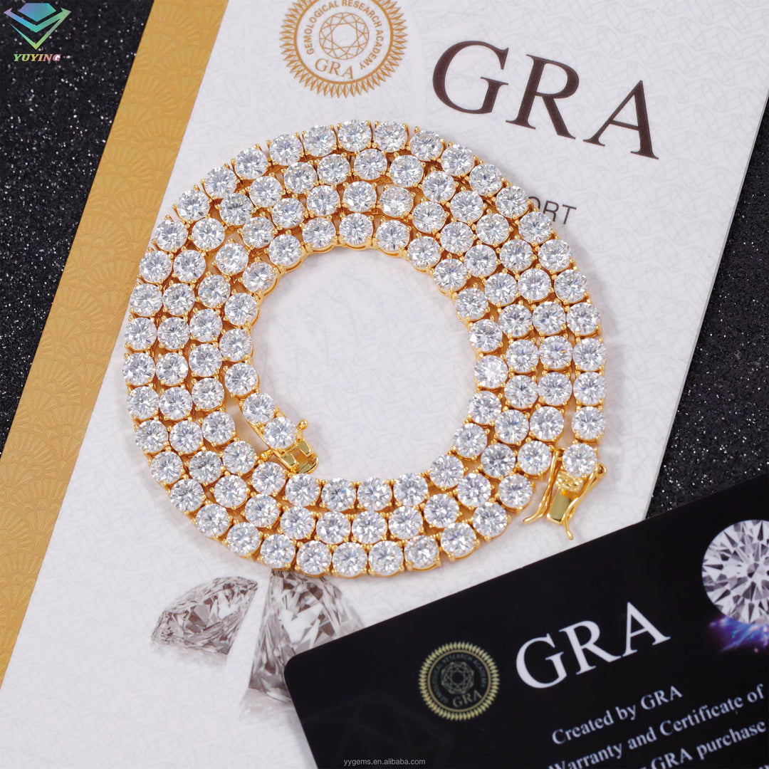 Wholesale Price in Stock 925 Sterling Silver VVS Mossanite 2Mm--6.5Mm VVS Diamond Women/Mans Necklace Moissanite Tennis Chain