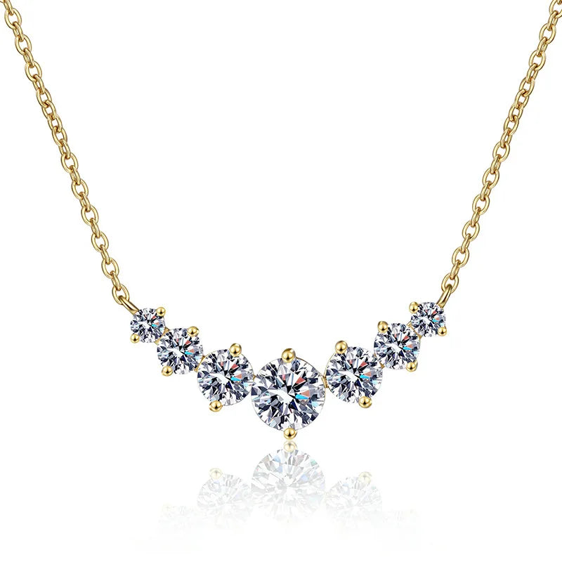 S925 1.7 Karat D Moissanite Necklace Women Female Simple Smile Seven Princess Pendant Wedding Suitable Made 925 Sterling Silver