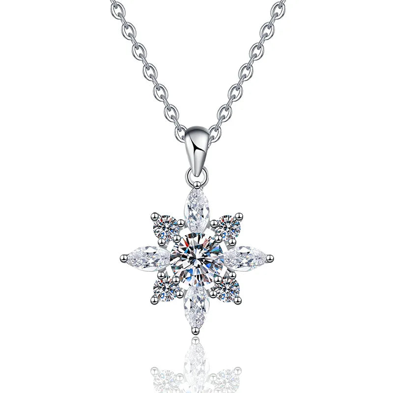 S925 Sterling Silver Premium Moissanite Necklace Classic Style Silver Plated for Gift or Engagement