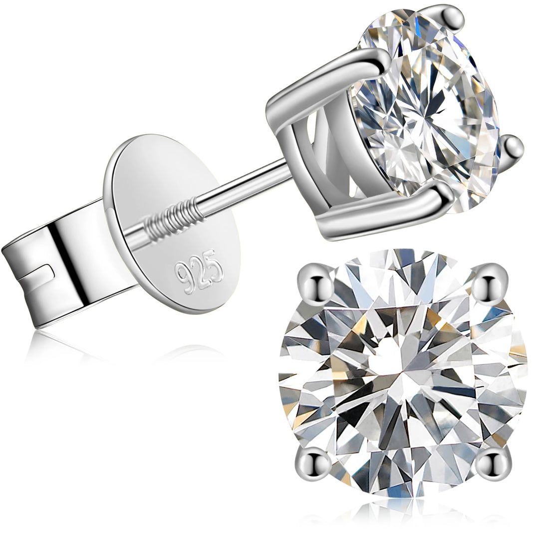 Drop Shipping USA Stock Women Men Jewelry White Gold 925 Sterling Silver 1ct 2ct VVS Moissanite Diamond Stud Earrings