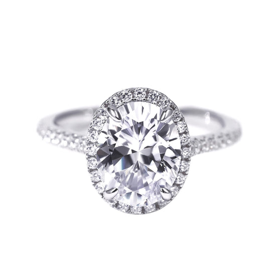 18k White Gold Plated 925 Sterling Silver Wedding Oval Cut Moissanite Engagement Rings for Women