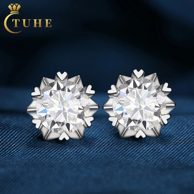Factory Wholesale 925 Sterling Silver Diamond Earrings 6 Prong Setting Hiphop Iced Out VVS Moissanite Stud Earrings