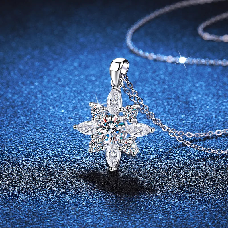 S925 Sterling Silver Premium Moissanite Necklace Classic Style Silver Plated for Gift or Engagement