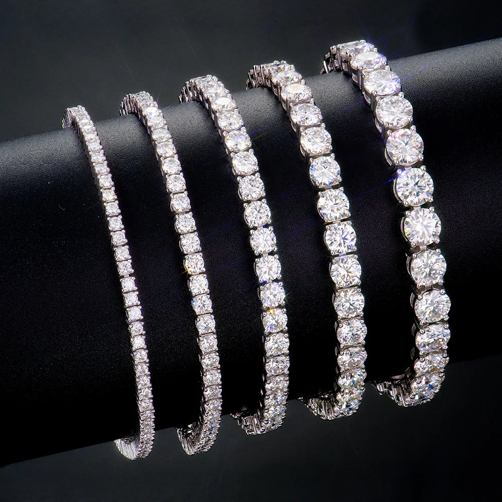 Factory Wholesale 2-6Mm Iced Jewelry 925 Sterling Silver VVS Graded Mossanite Moissanite Diamond Tennis Chain Bracelet Gift