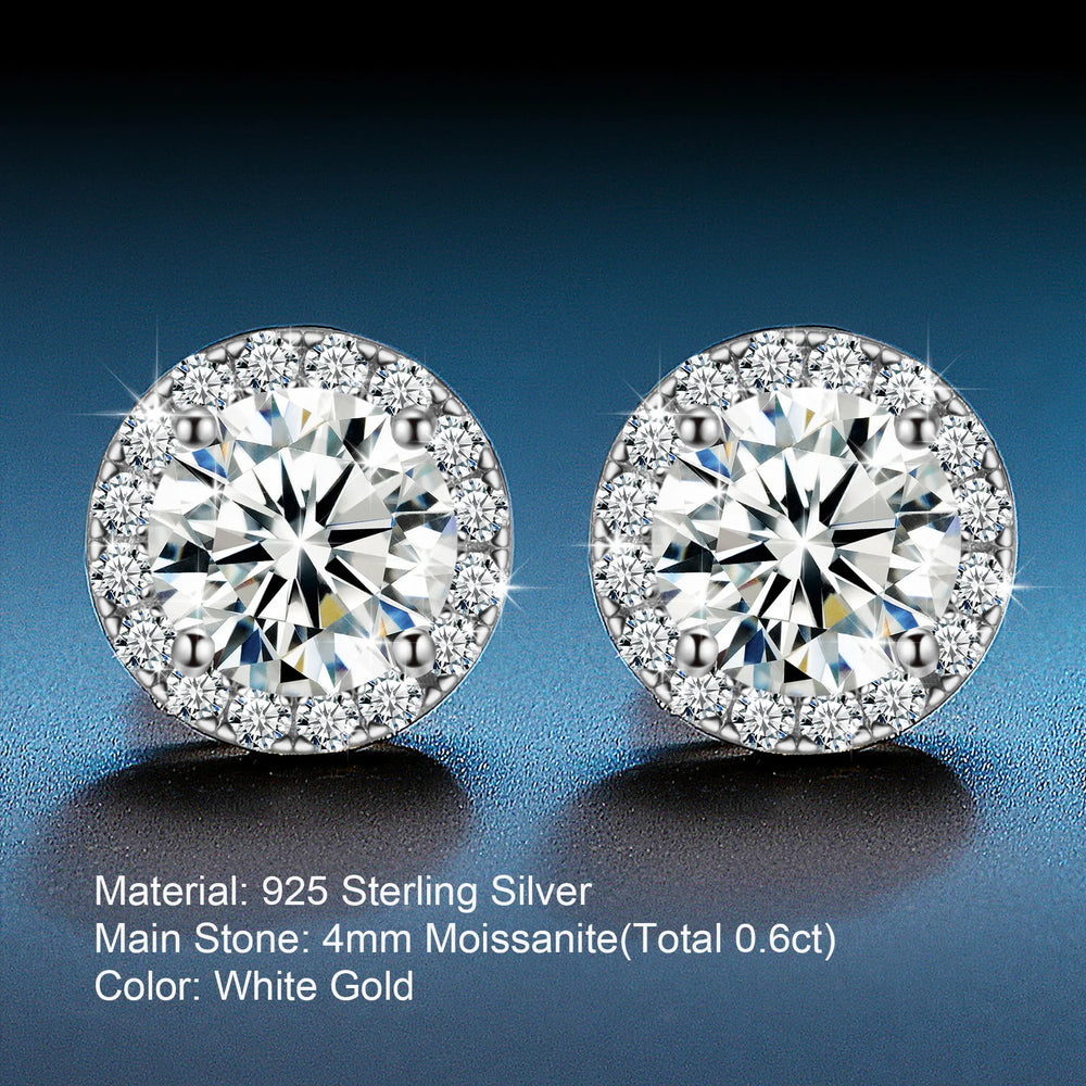 Classic Round 2CT Diamond Test Passed Moissanite Earrings for Women Jewelry Sterling Silver 925 Fashion Ear Stud Engagement Gift
