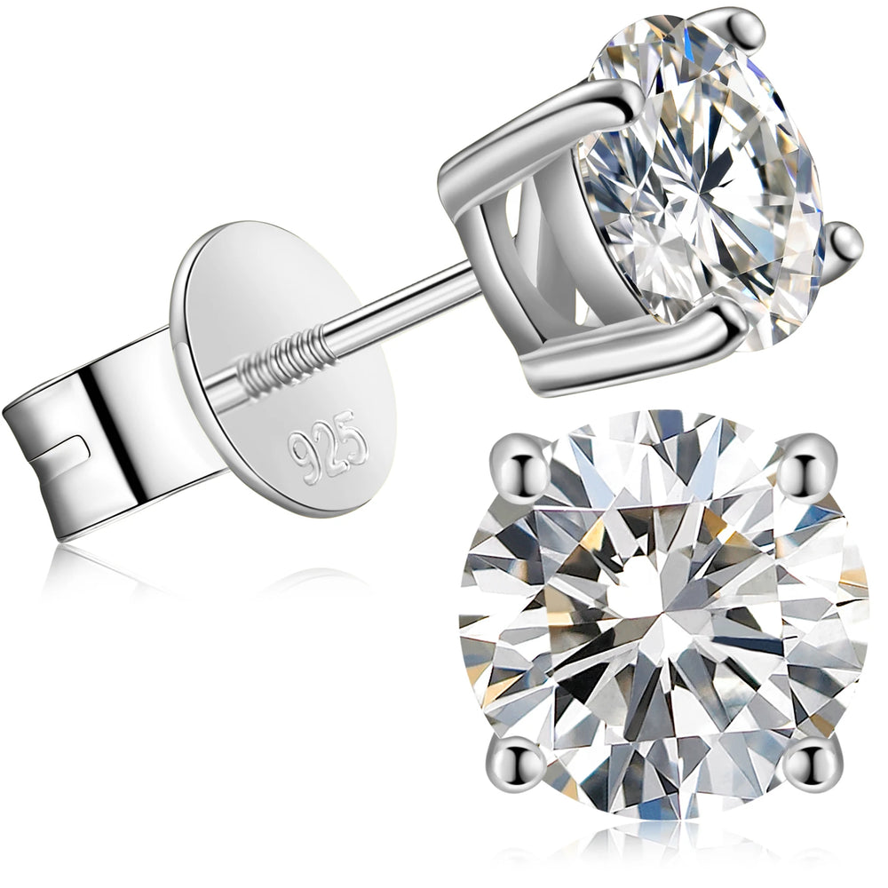Drop Shipping USA Stock Women Men Jewelry White Gold 925 Sterling Silver 1ct 2ct VVS Moissanite Diamond Stud Earrings
